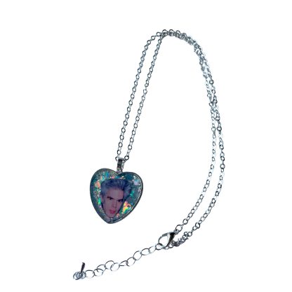 Collar de Jim Jarmusch - Colgante en Forma de Corazón con Fondo de Purpurina Holográfica - Regalo para Fans