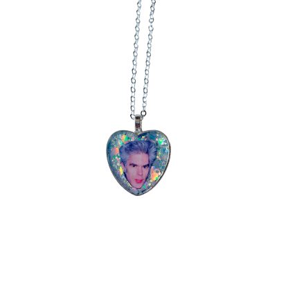 Collar de Jim Jarmusch - Colgante en Forma de Corazón con Fondo de Purpurina Holográfica - Regalo para Fans